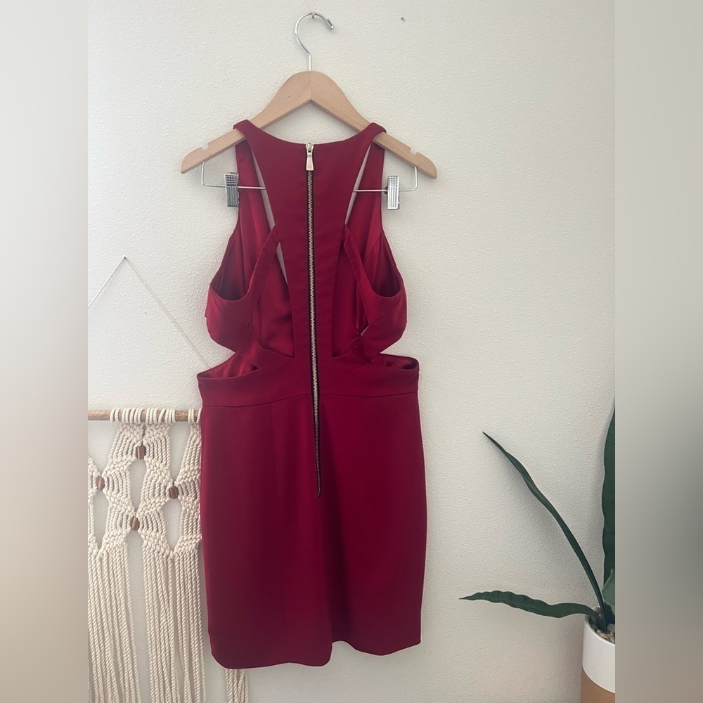 Jay Godfrey Krooger dress Mini Red Cranberry Cutout Back Cage Date Night - Picture 5 of 7